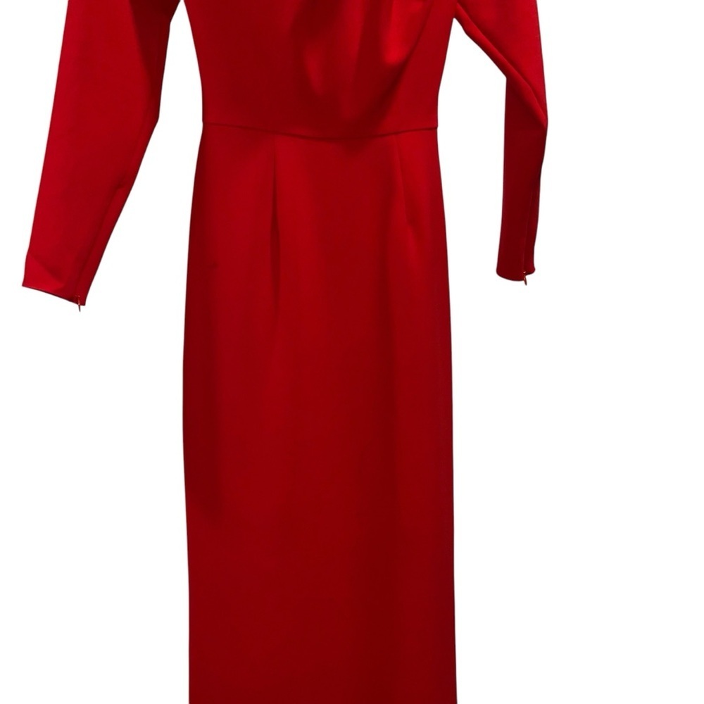 Carolina Herrera Red Off Shoulder Gown Maxi Long Sleeve 0 Formal Wedding NWT - Picture 13 of 16